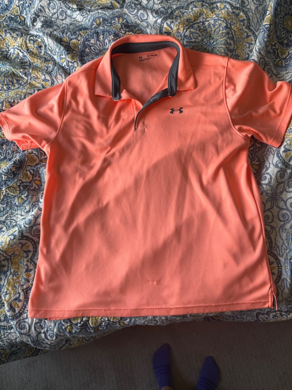 Under Armour Men's Coral Polo with Gray Accents